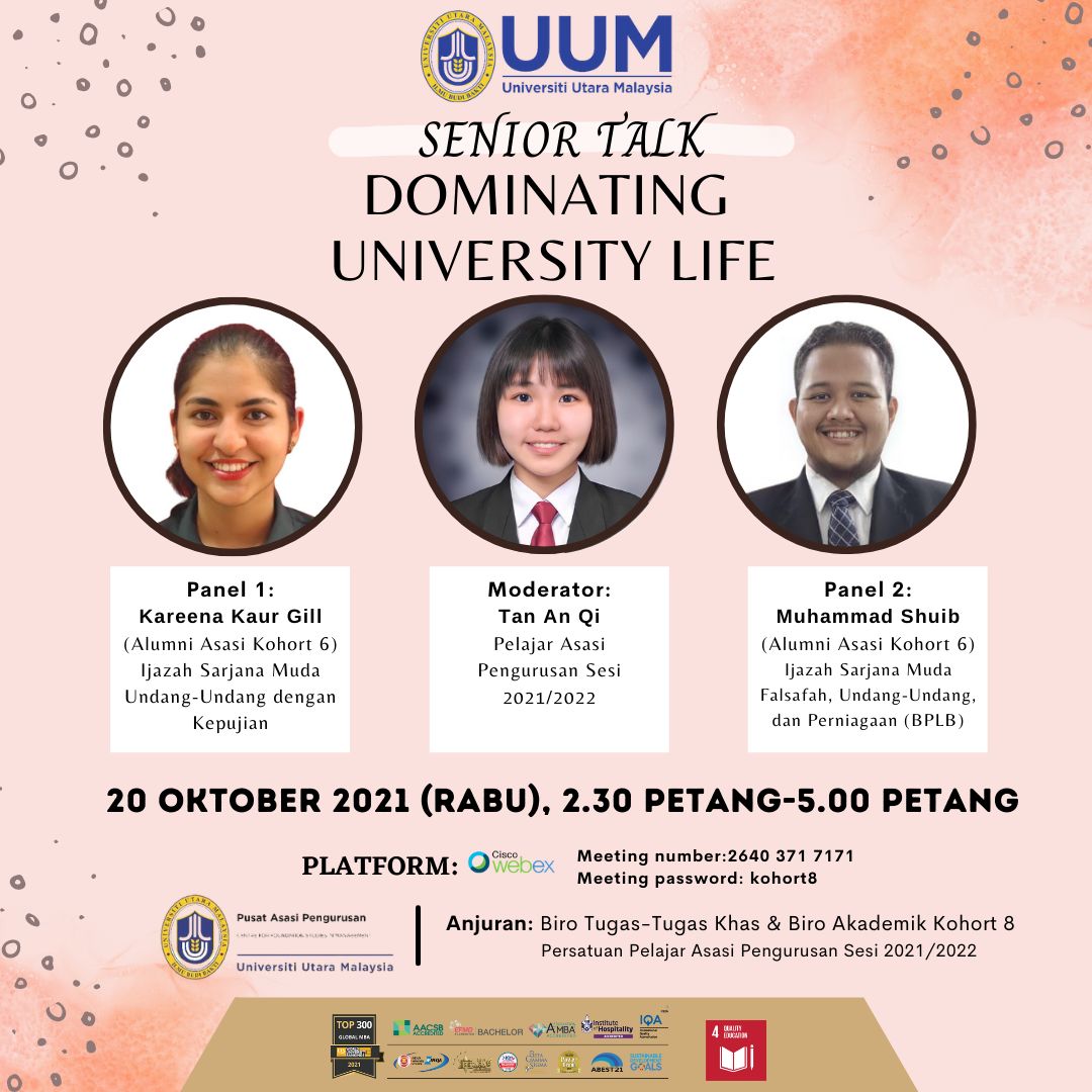 SENIOR TALK 'DOMINATING UNIVERSITY LIFE' BERSAMA ALUMNI ASASI KOHORT 6